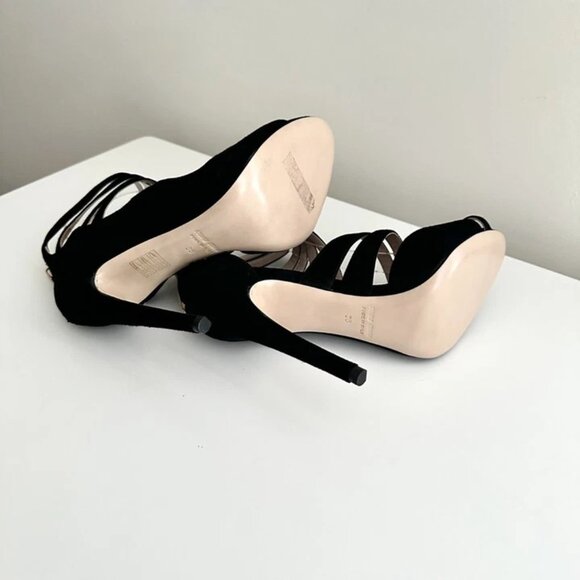 NEW MIU MIU Black Suede Strappy Cutout Ankle Zip Sandals Size 38 (US 8) - Picture 10 of 10